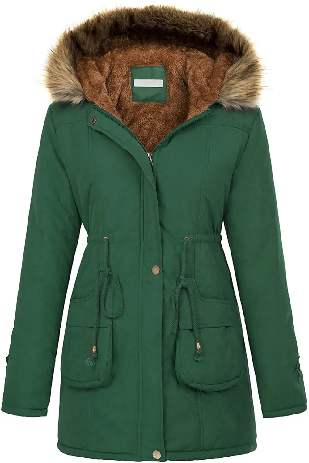 Women's Winter Coats Fleece Parkas Anoraks Hooded Military Jacket Coats M Black