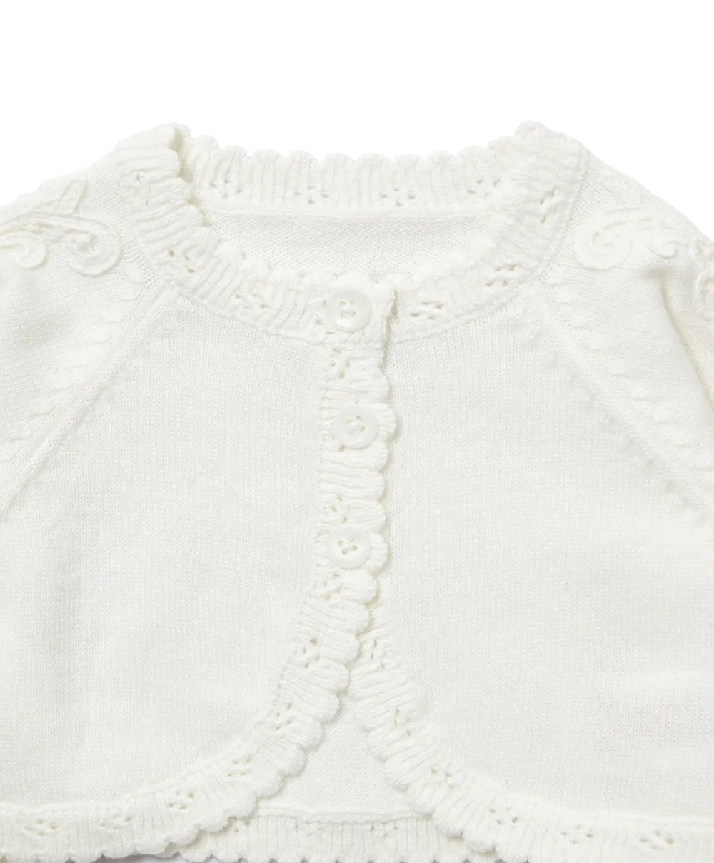Lace Trim Cardigan - Cream