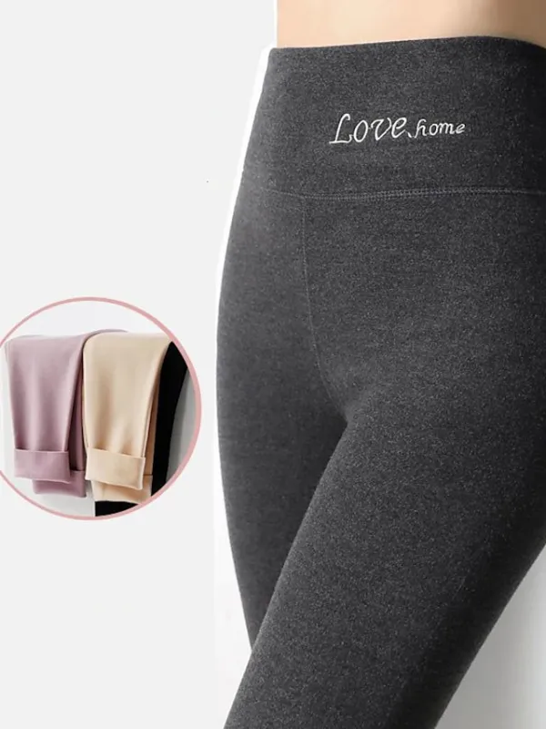 Women‘s Thermal Underwear Pants Nude Purple Pink High Waist Fashion Casual Daily High Elasticity Ankle-Length Thermal Warm Plain M L XL 2XL 3XL / Skinny