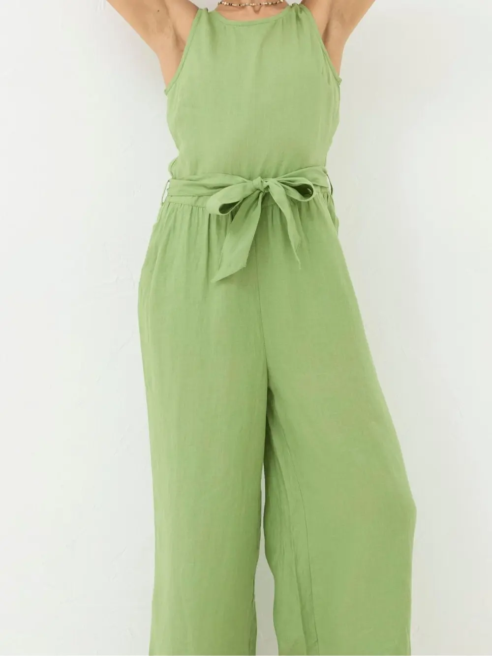 Green Linen Jumpsuit