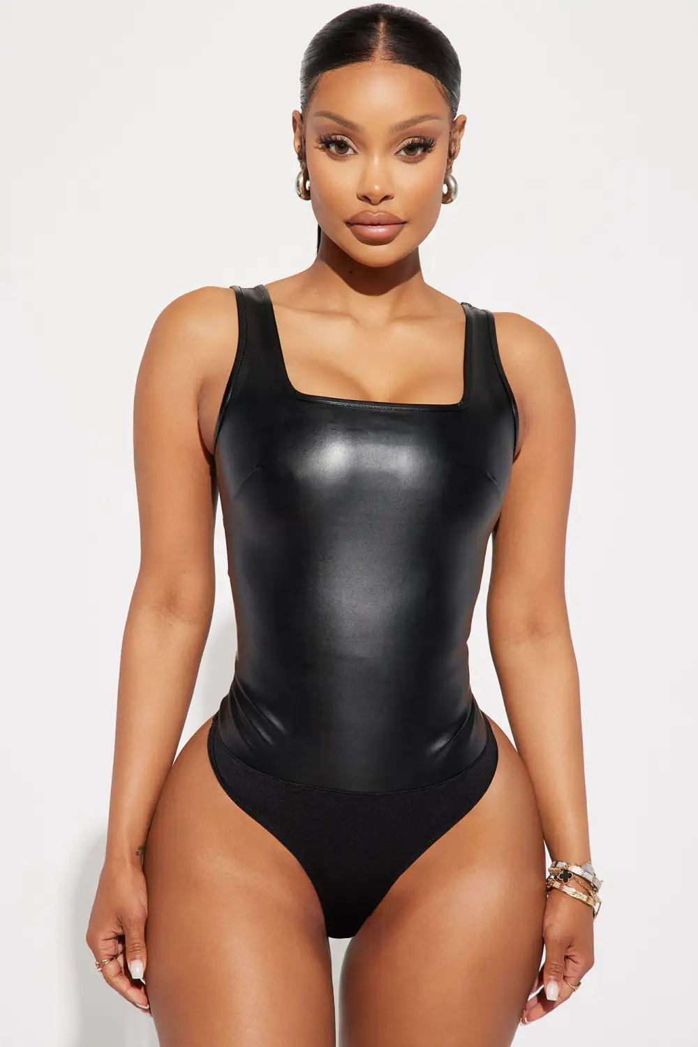 More Than Enough PU Bodysuit - Black
