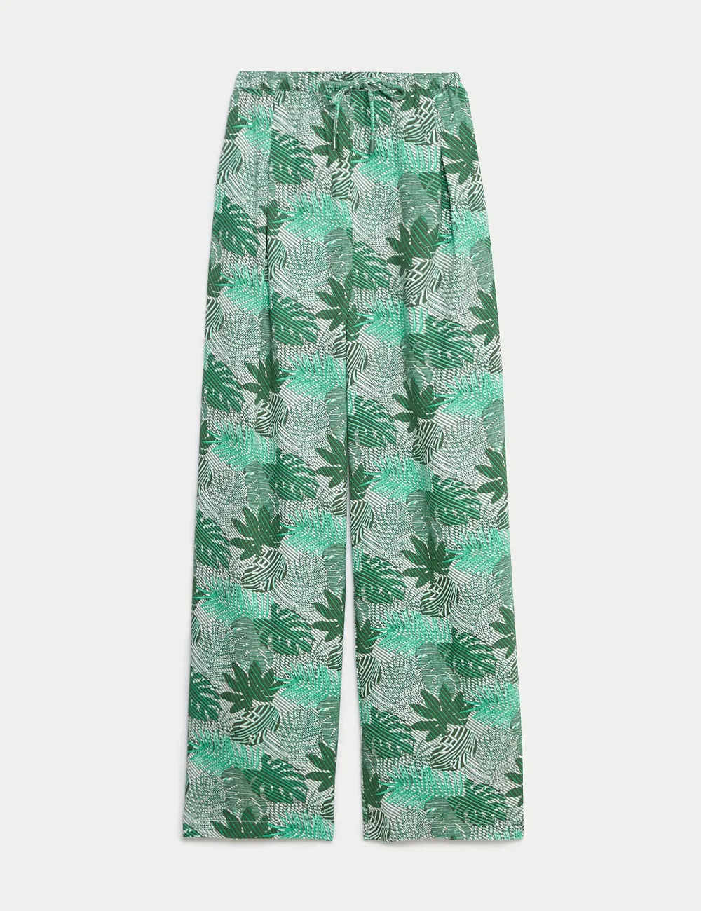 Plants Printed Wide Leg Trousers
