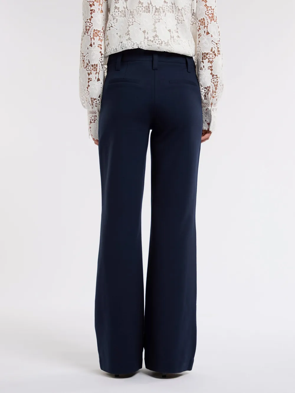 Navy Wide-Leg Flare Pants