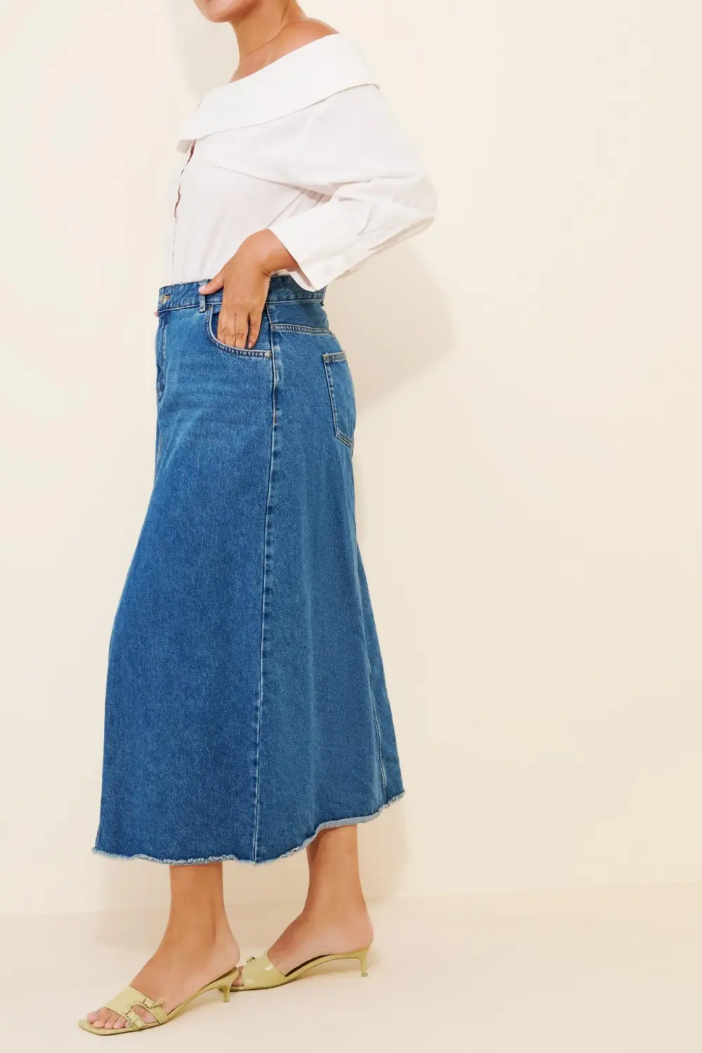 The Madi Front-Slit Denim Skirt