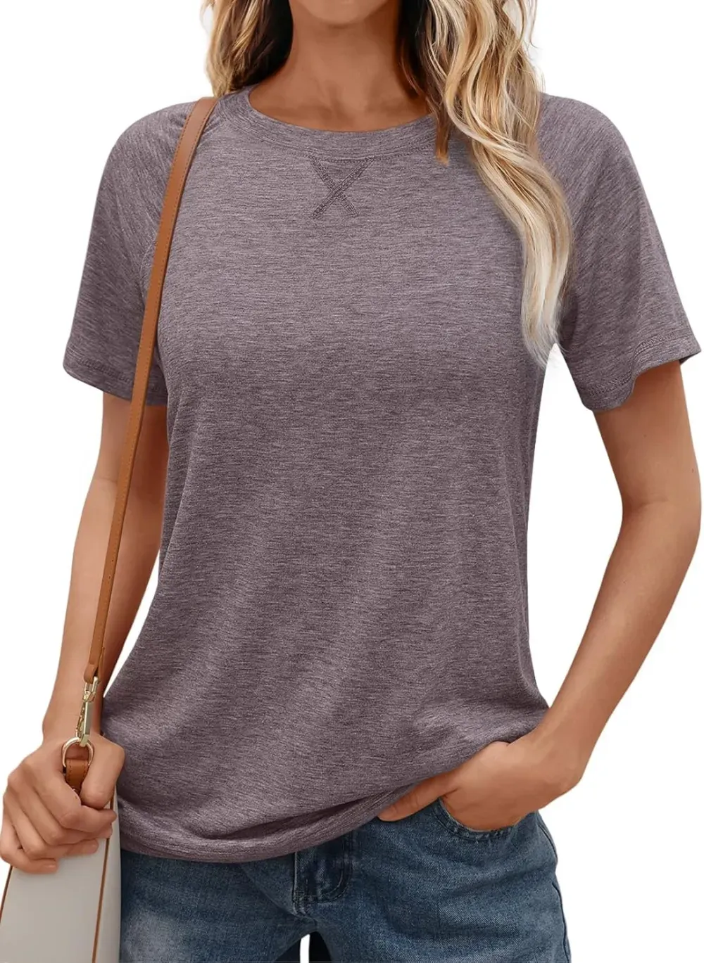 AUTOMET T Shirts Short Sleeve Crewneck Tees for Women Trendy Lightweight Soft Casual Summer Tops Clothes 2024