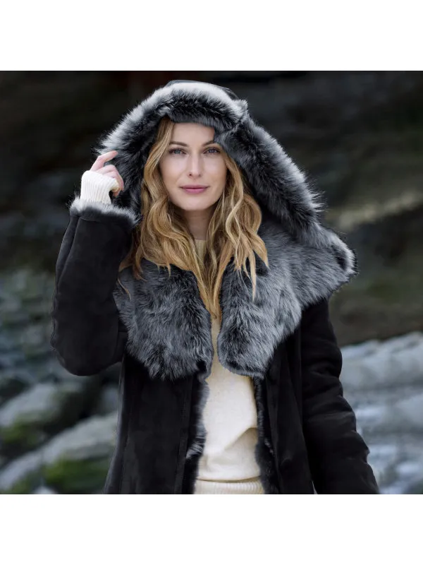 Premium toskana sheepskin hooded jacket