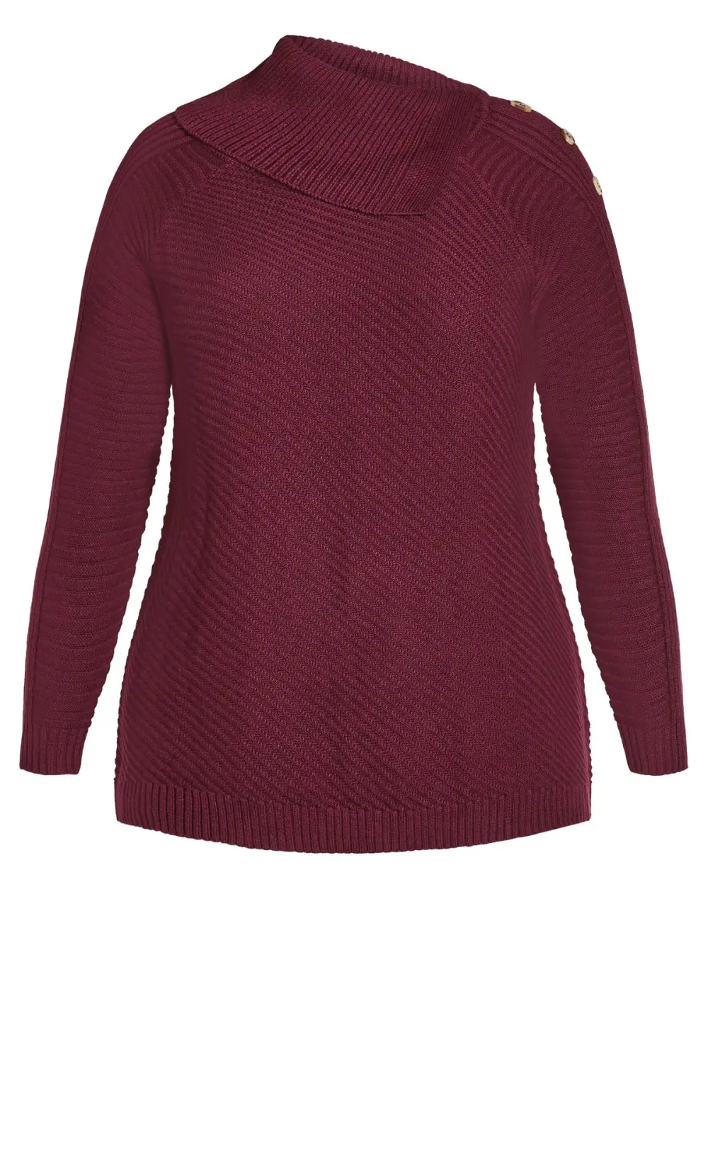 Evans Plum Turtle Neck Button Detail Jumper