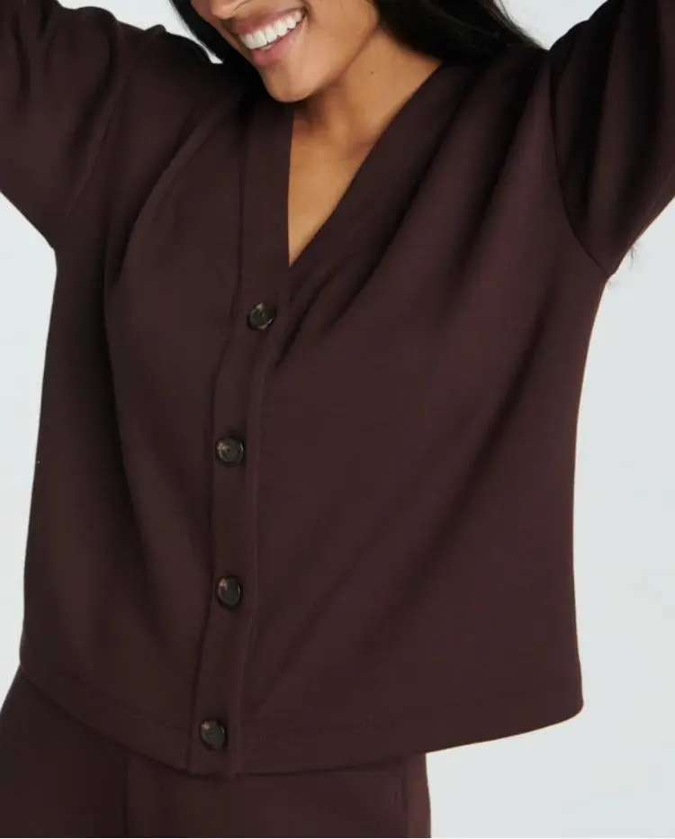 Truffle Brown V-Neck Cardigan