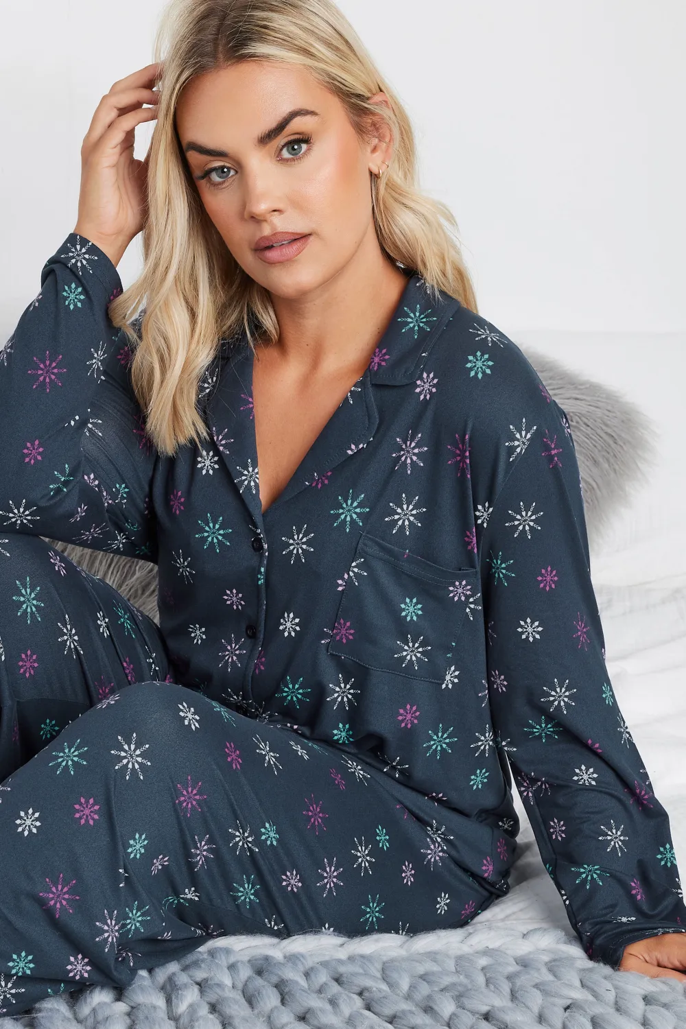 YOURS Curve Red Check Print Soft Touch Pyjama Set