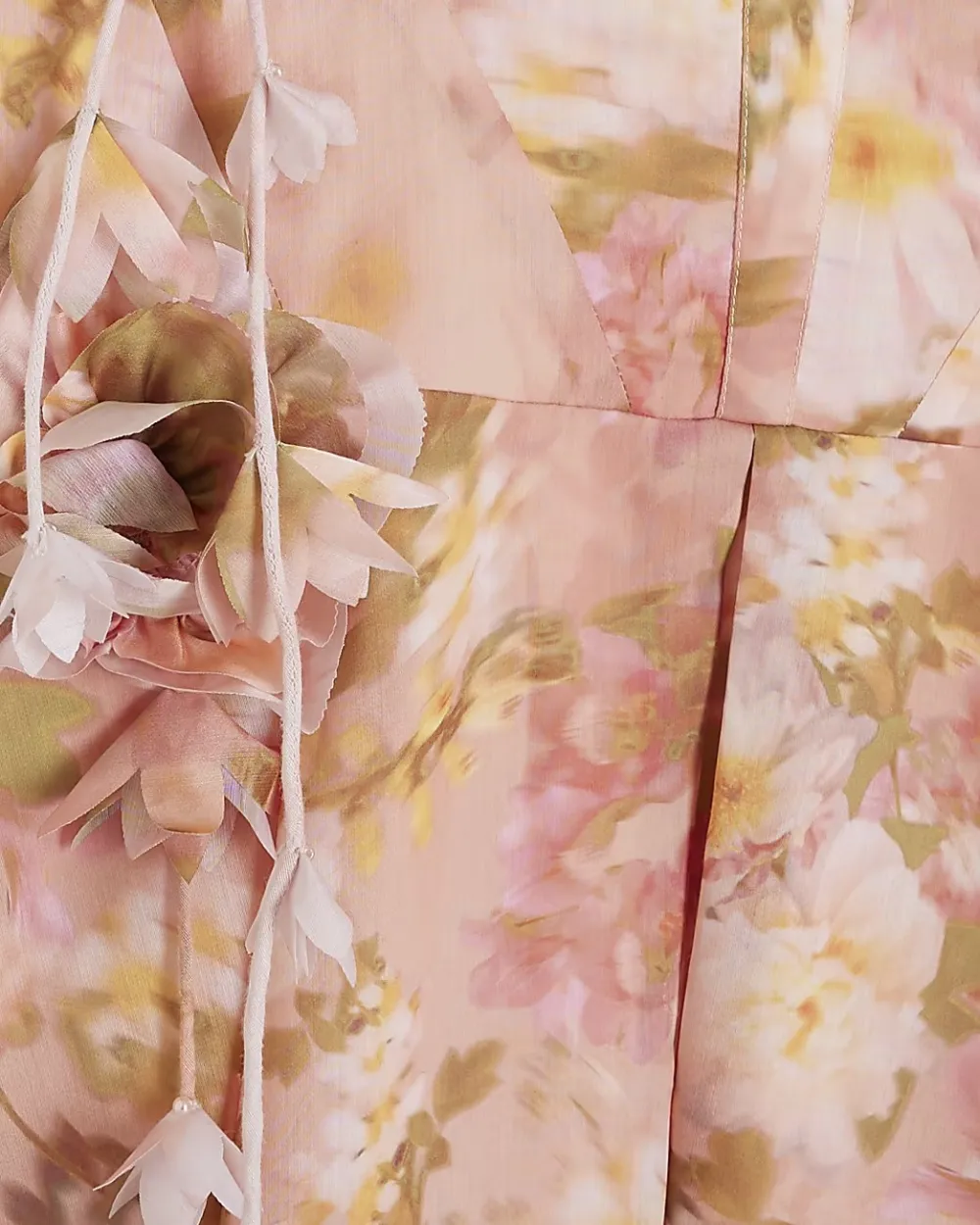 Women's Pink 3D Floral Midi Dresses