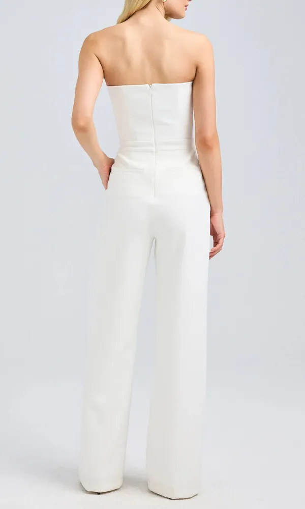White Sexy Tube Top Jumpsuit