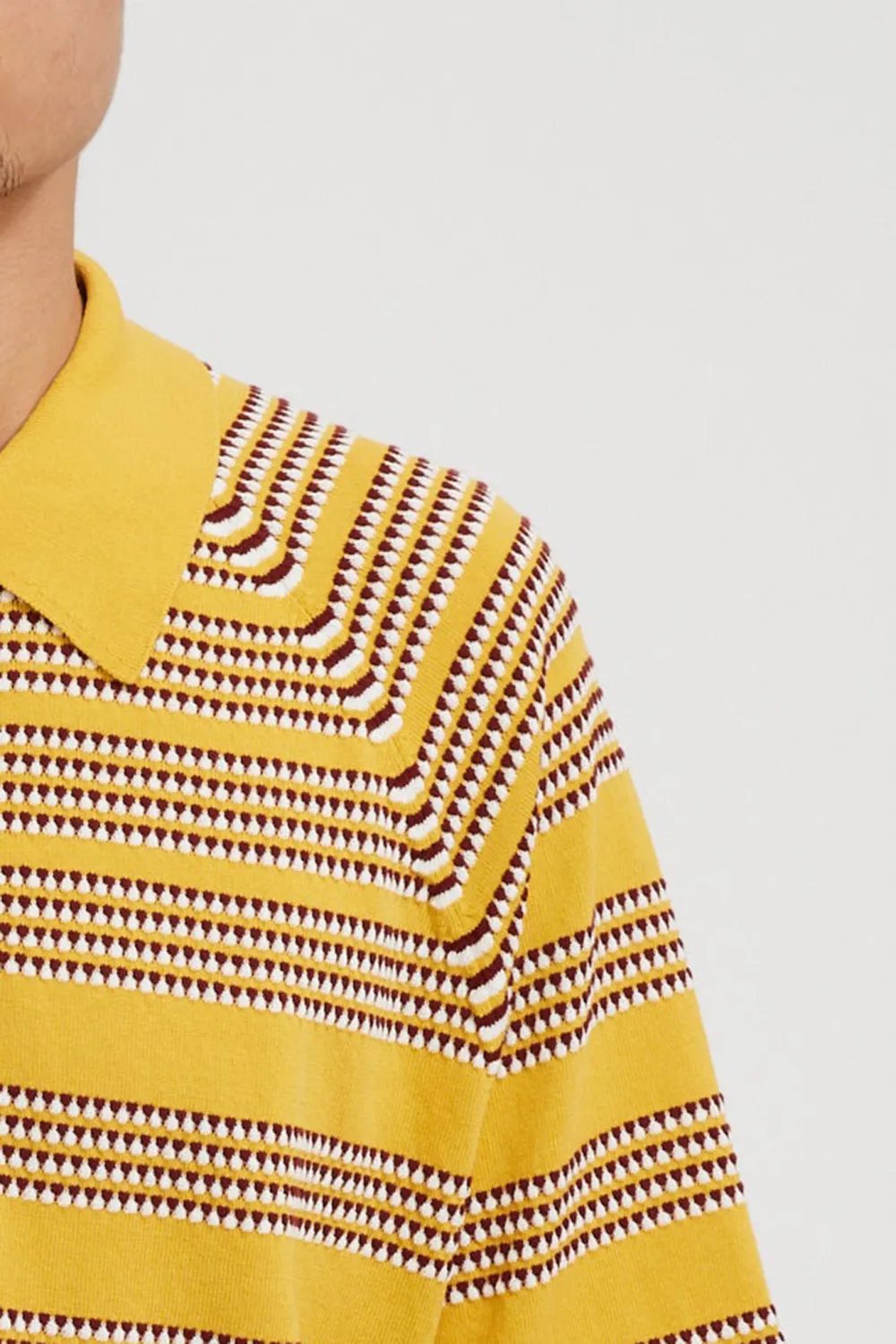 Half Zip Knit Polo Jacquard Yellow