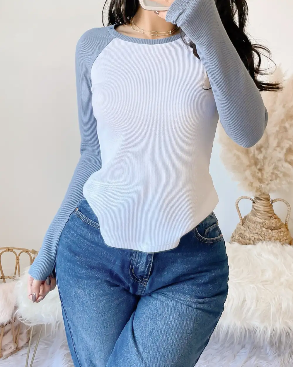 RESTOCKED! AALIYAH WAFFLE KNIT RAGLAN BASEBALL TOP (MUSTARD)