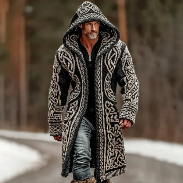 Men's Viking Celtic Knot Button Down Cozy Cardigan Sweater