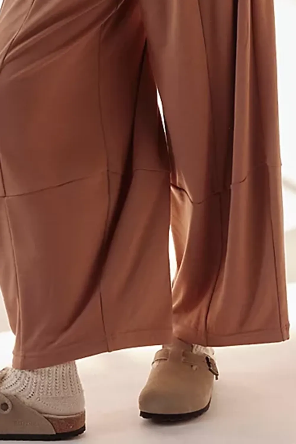 High Waist Elastic Waistband Pants