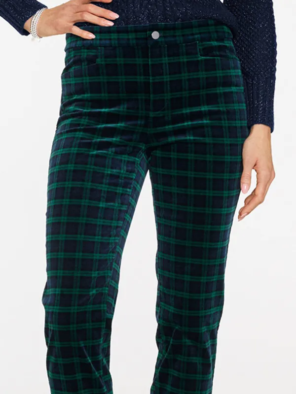 Women'S Retro-Style Patterned Corduroy Straight-Leg Trousers