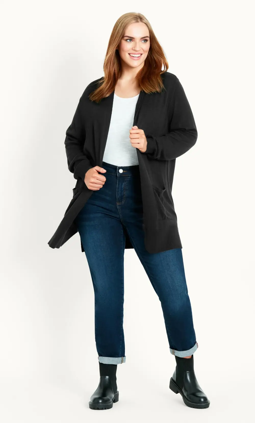 Evans Black Hooded Cardigan