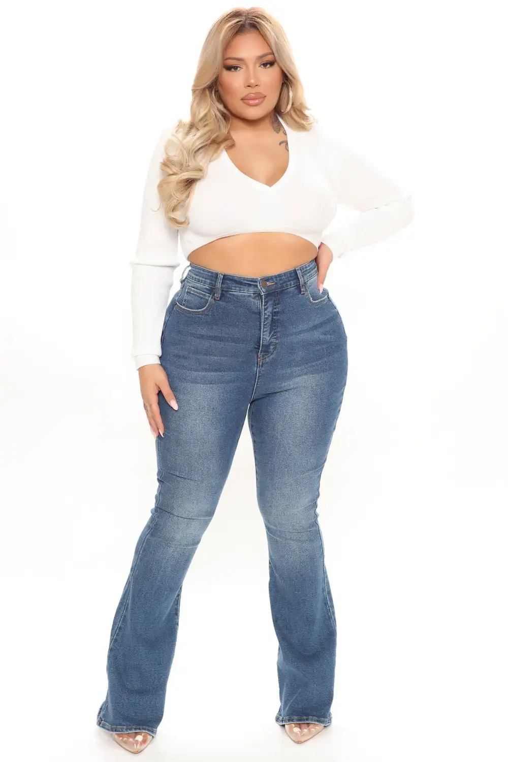 Take A Look Cropped Sweater Top - White