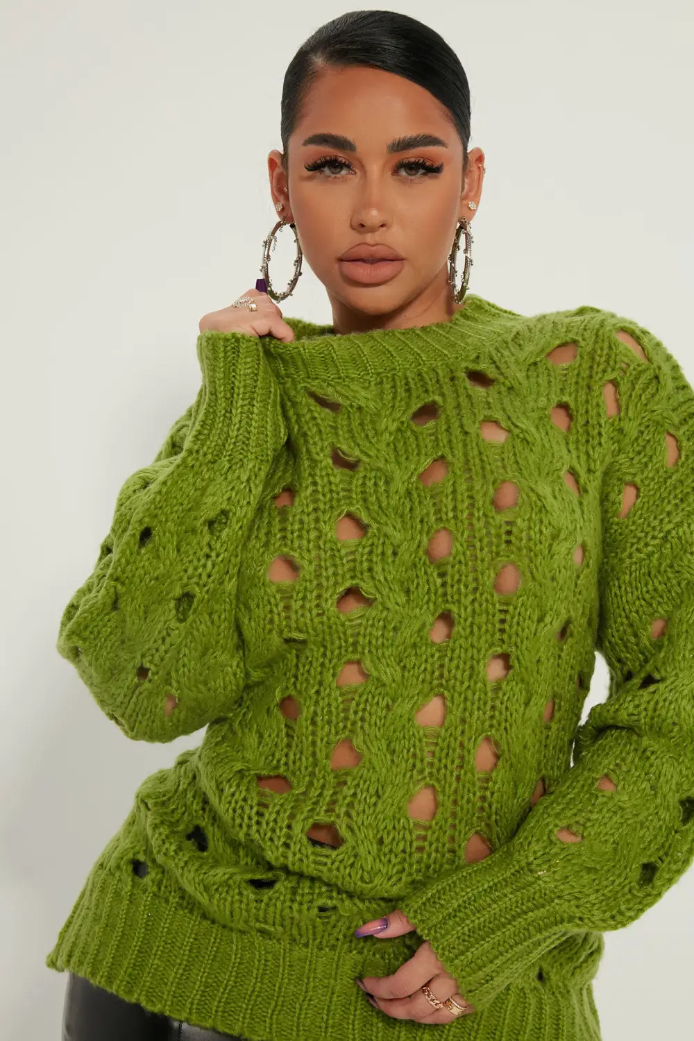 Holey Smokes Sweater - Chartreuse