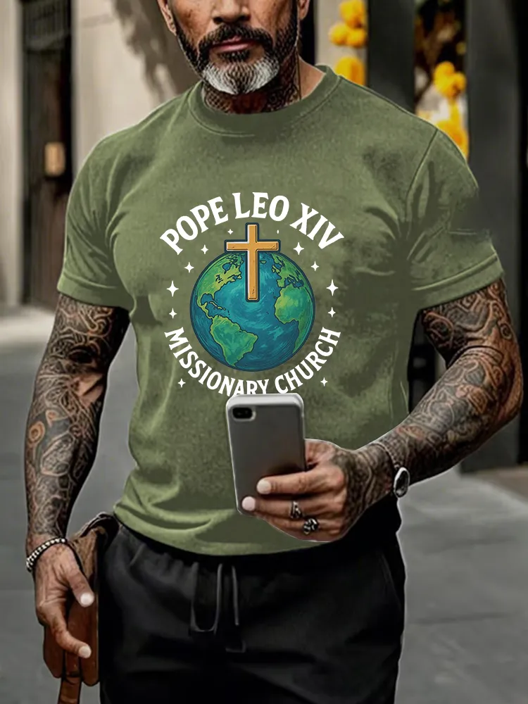 Men'S Red White And Holy Pope Leo Xiv 8th May 2025 Printed T-Shirt