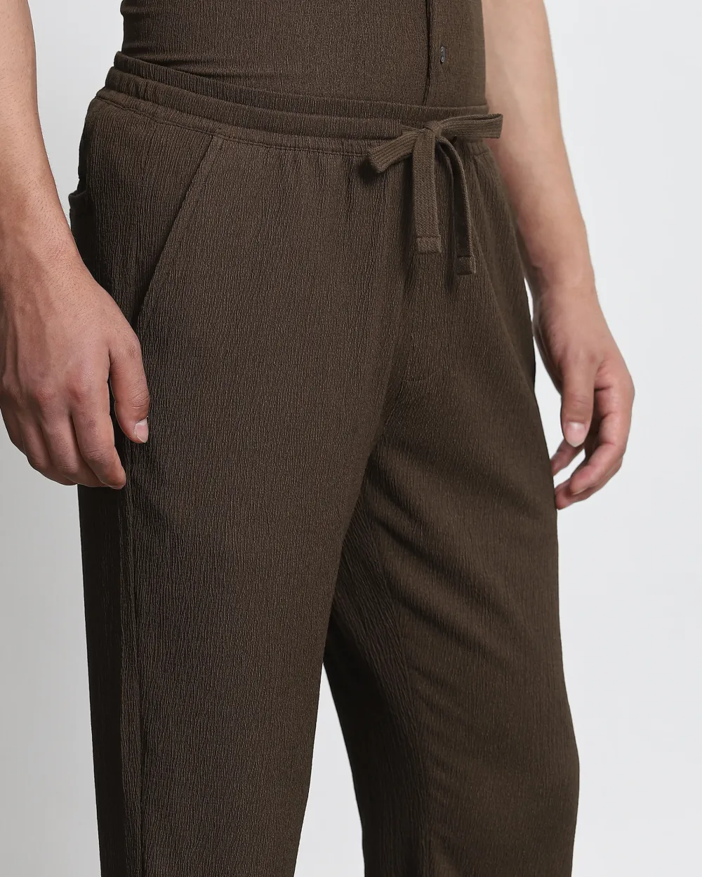 Classic Versatile Slim-Fit Straight-Leg Brown Trousers