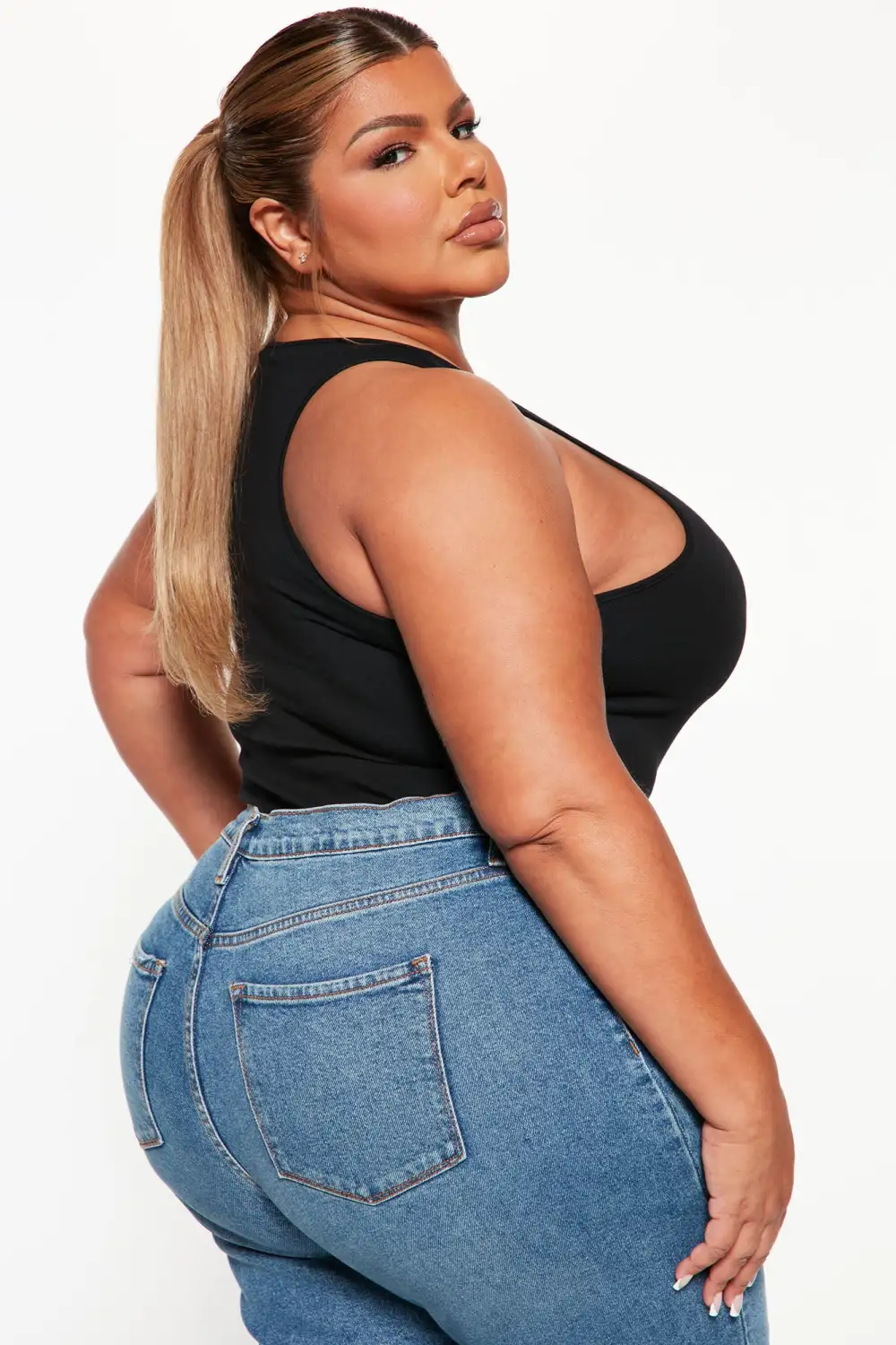 Davina Basic Tank Bodysuit - Black