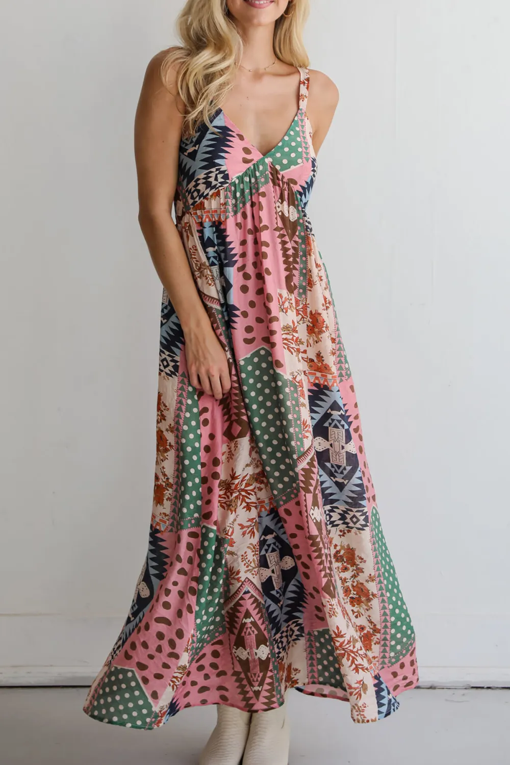 Unbelievably Divine Cream Patchwork Maxi Dress
