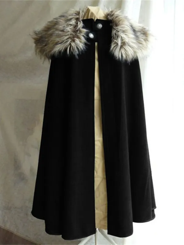 Women's Coat Cloak / Capes Street Daily Going out Fall Winter Long Coat Regular Fit Warm Breathable Casual Jacket Long Sleeve Solid Color Fur Trim Black Navy Blue Blue