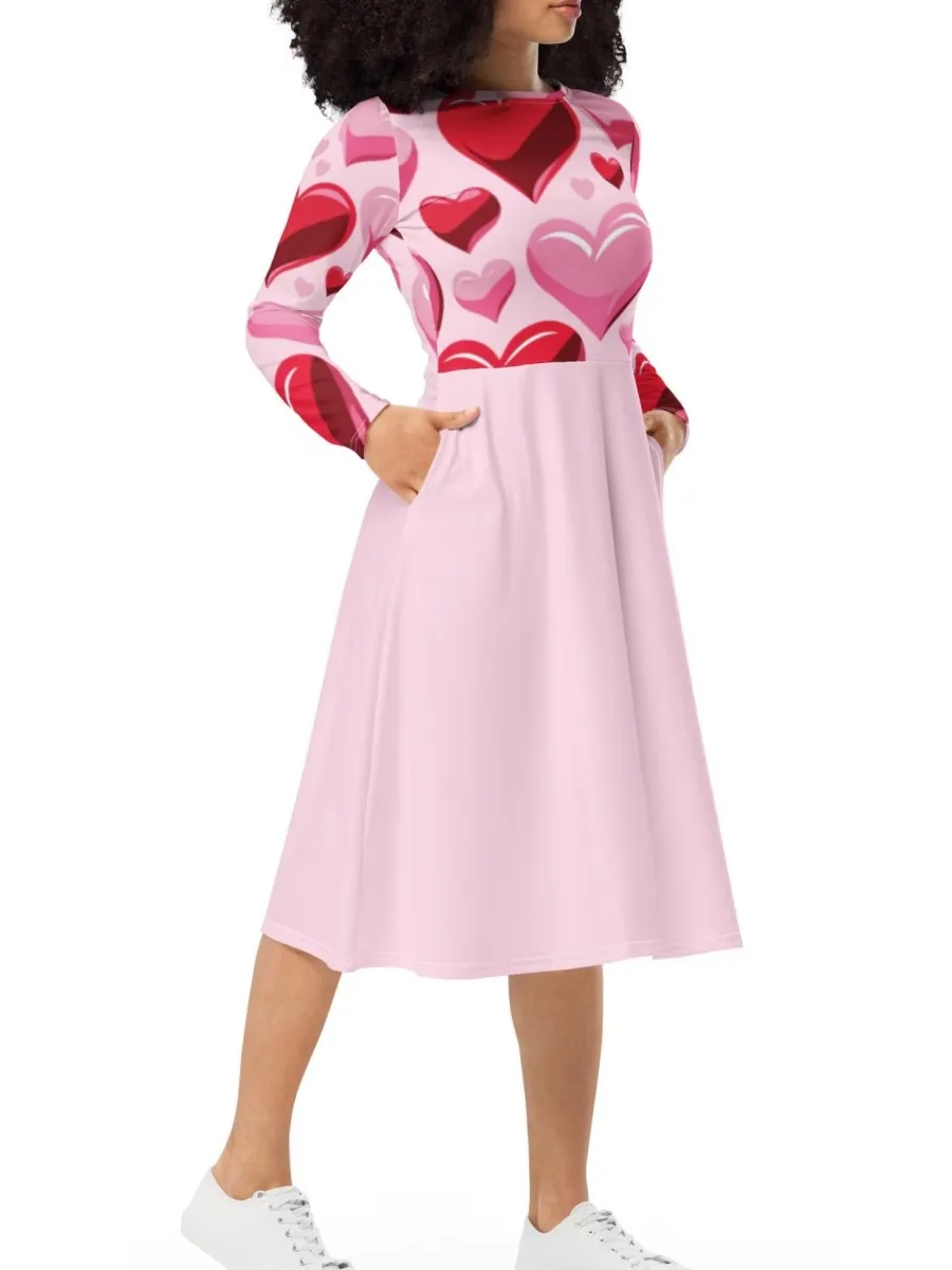 Romantic Heart Print Dress