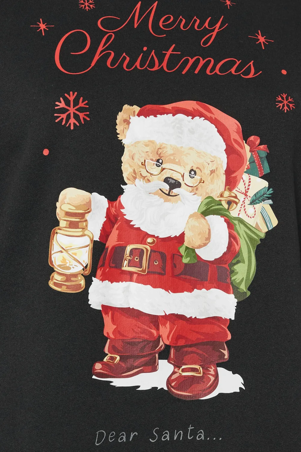 YOURS Curve Black 'Merry Christmas' Teddy Bear Sweatshirt Dress