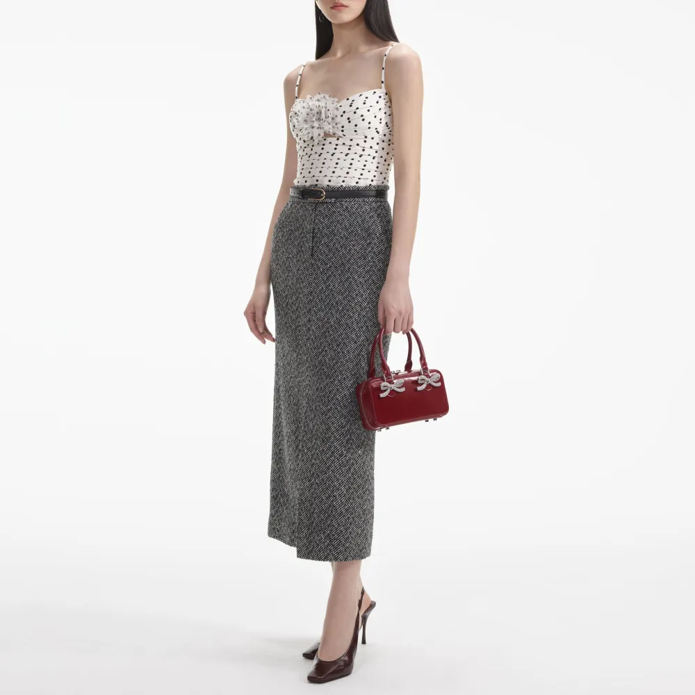 Cream Polka Dot Satin Top