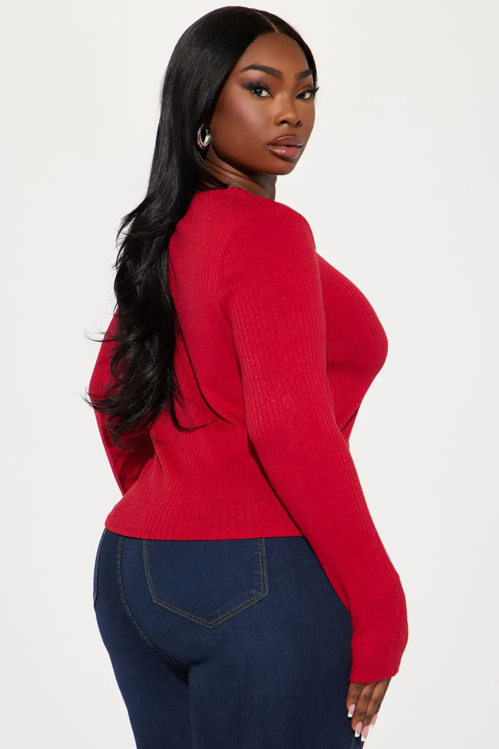 Emelia Ribbed Top - DarkRed