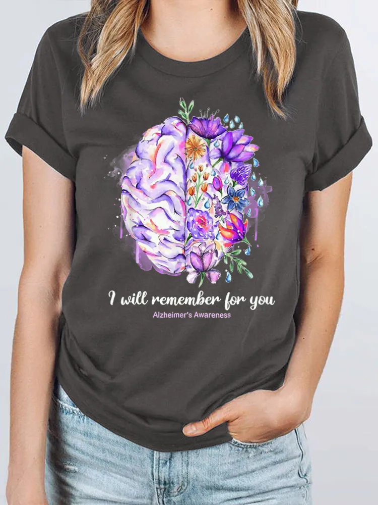 Women's I Wear Purple For My Family Alzheimer's Awareness Tee