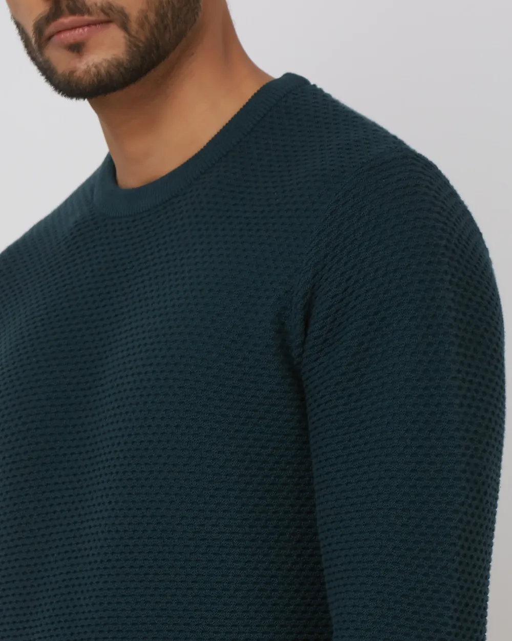 Comfortable Soft Daily Slim Teal Cotton Sweater
