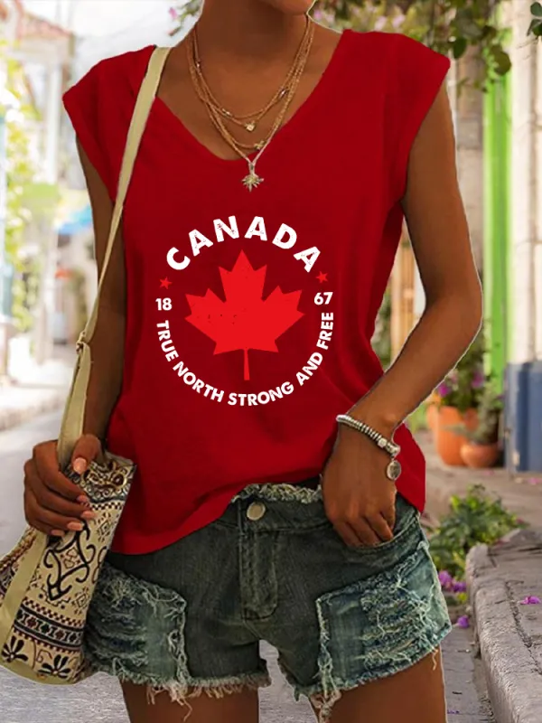 Women's Canada 1867 True North Strong And Free V-neck Vest