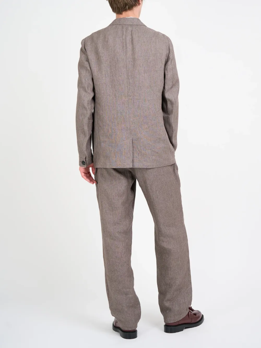 Brown Casual Style Lapel Linen Blazer