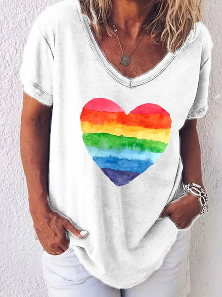 Women'S  Ainbow Heart Shirt LGBTQ Pride Shirt Rainbow Flag Tee Proud Ally T-Shirts