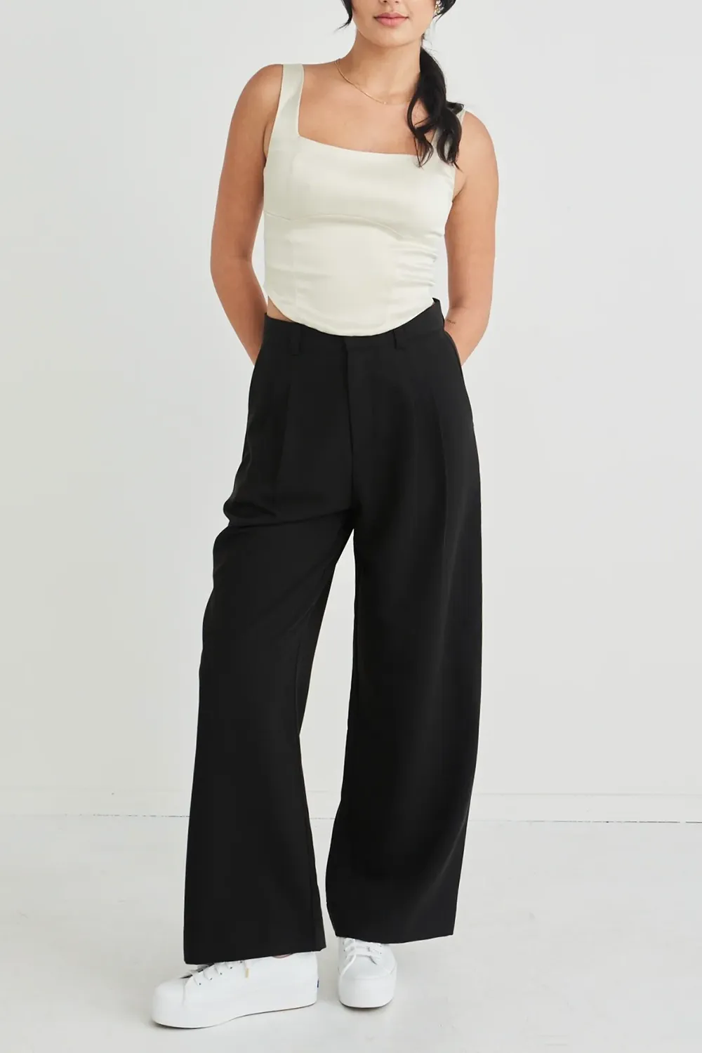 Ivory Asymmetric Crop Tank Top