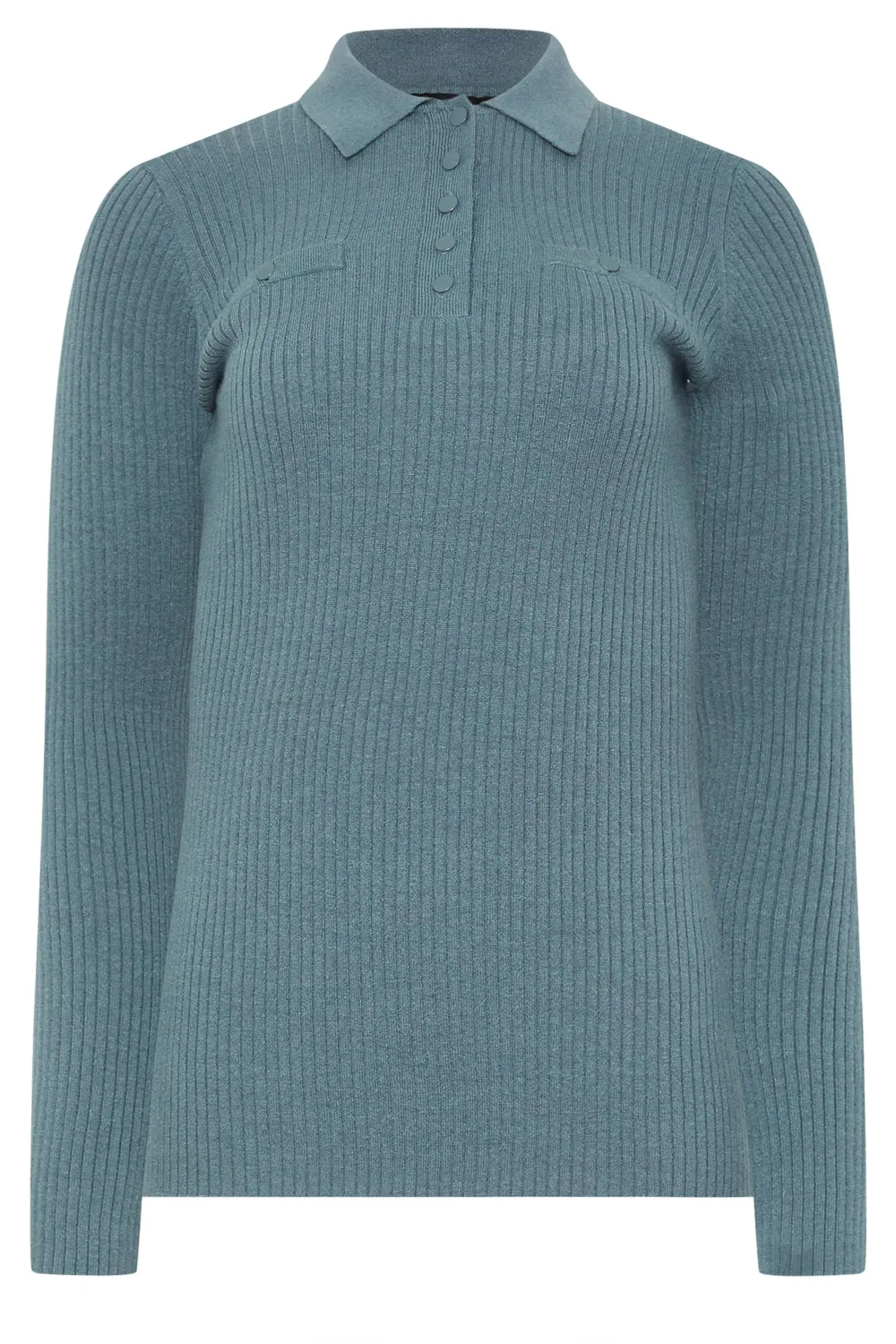 Polo Collar Ribbed Sweater