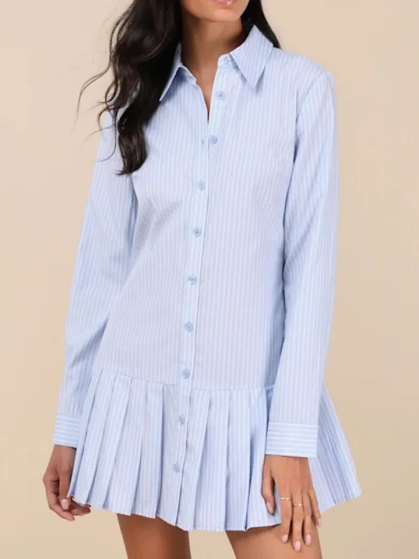 Pleated Hem Shirt Dress