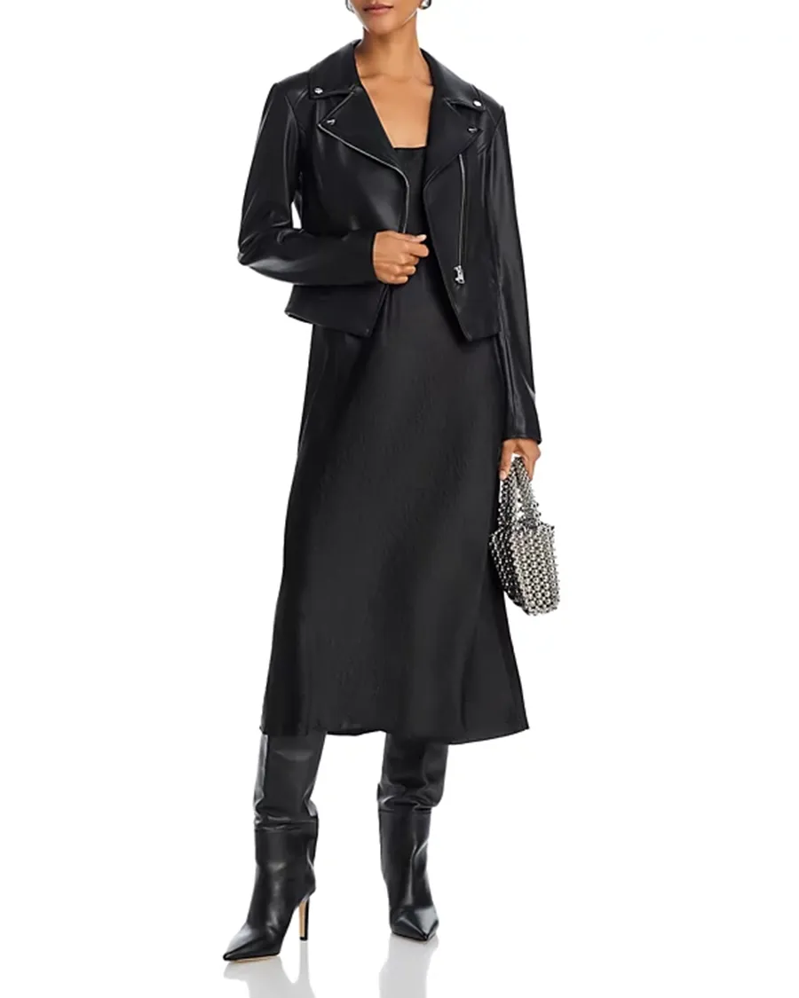 Faux Leather Moto Long Sleeves Jacket