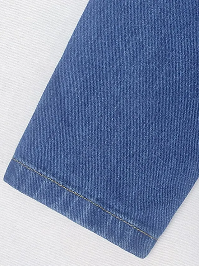 Women's Denim Jacket Outdoor clothing Button Plain Comfortable Streetwear Regular Fit Outerwear Long Sleeve Spring Blue S