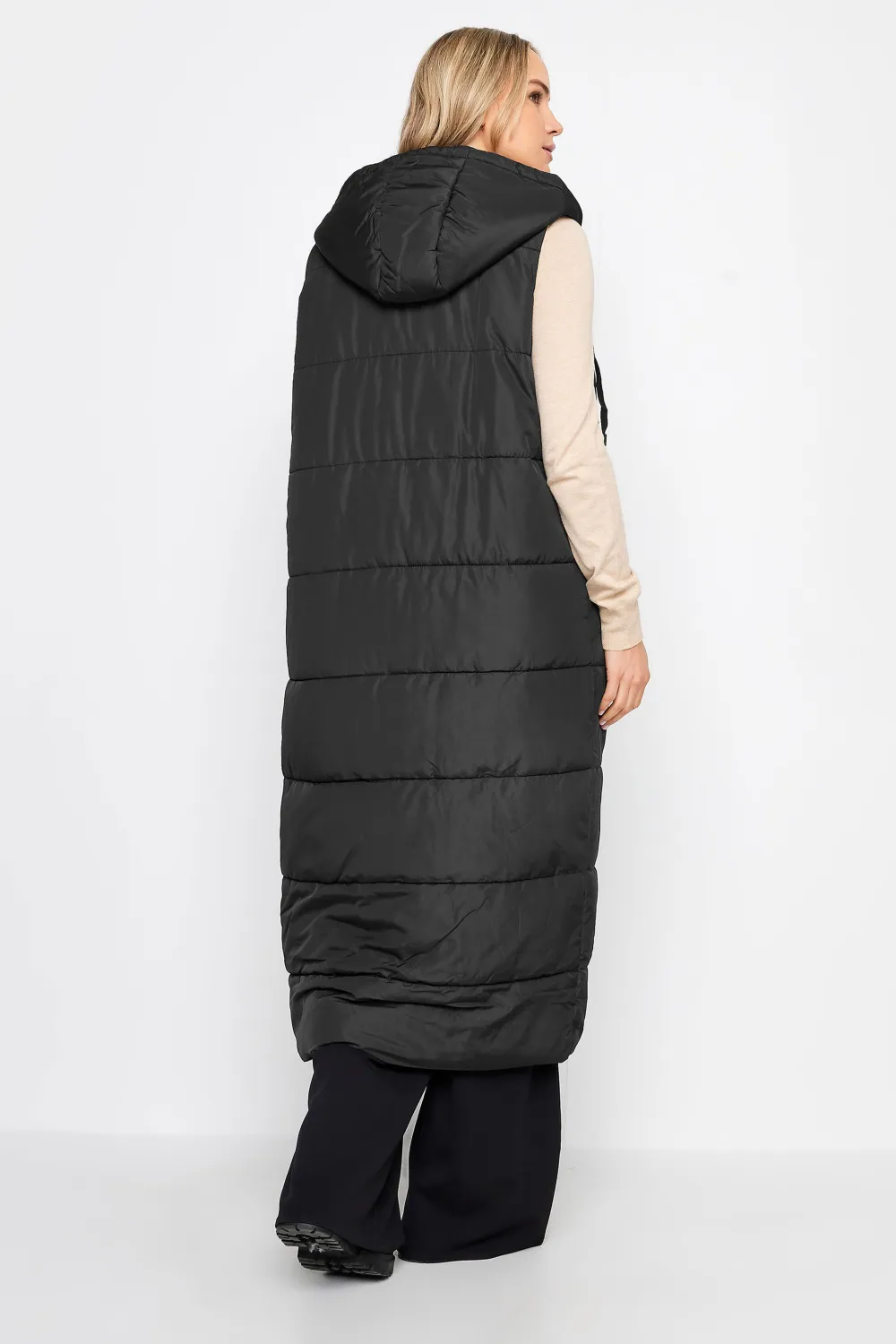 LTS Tall Black Midaxi Puffer Gilet