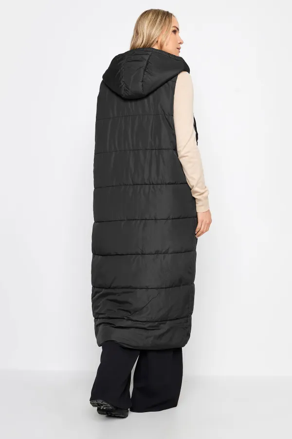 LTS Tall Black Midaxi Puffer Gilet