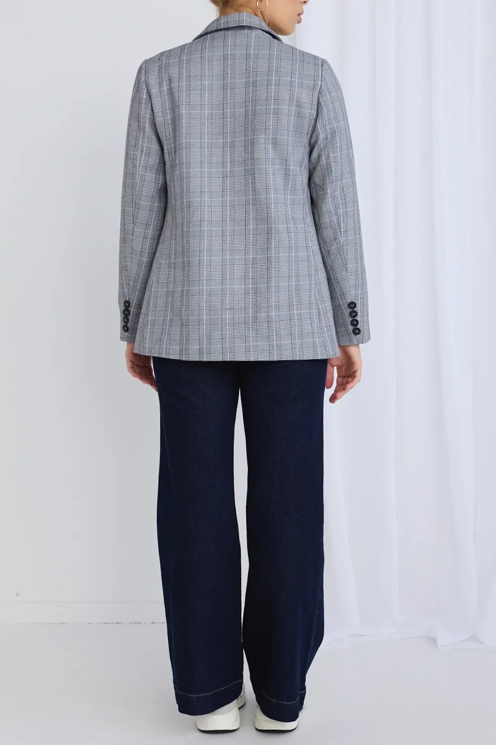 Grey Check Boyfriend Blazer