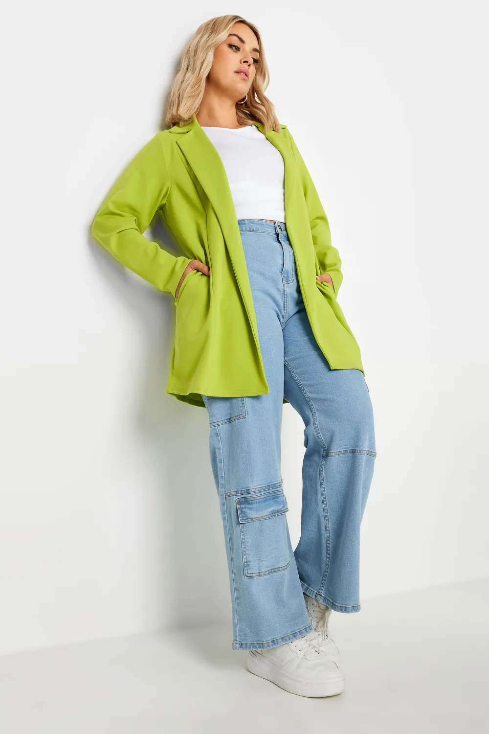 YOURS Curve Lime Green Scuba Blazer