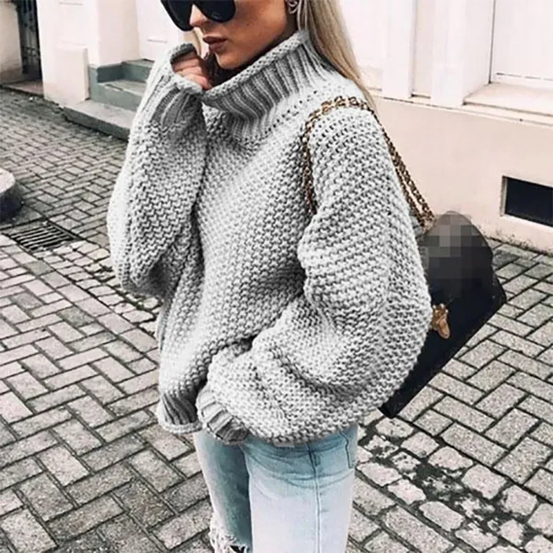 Fashion High Neck Loose Knit