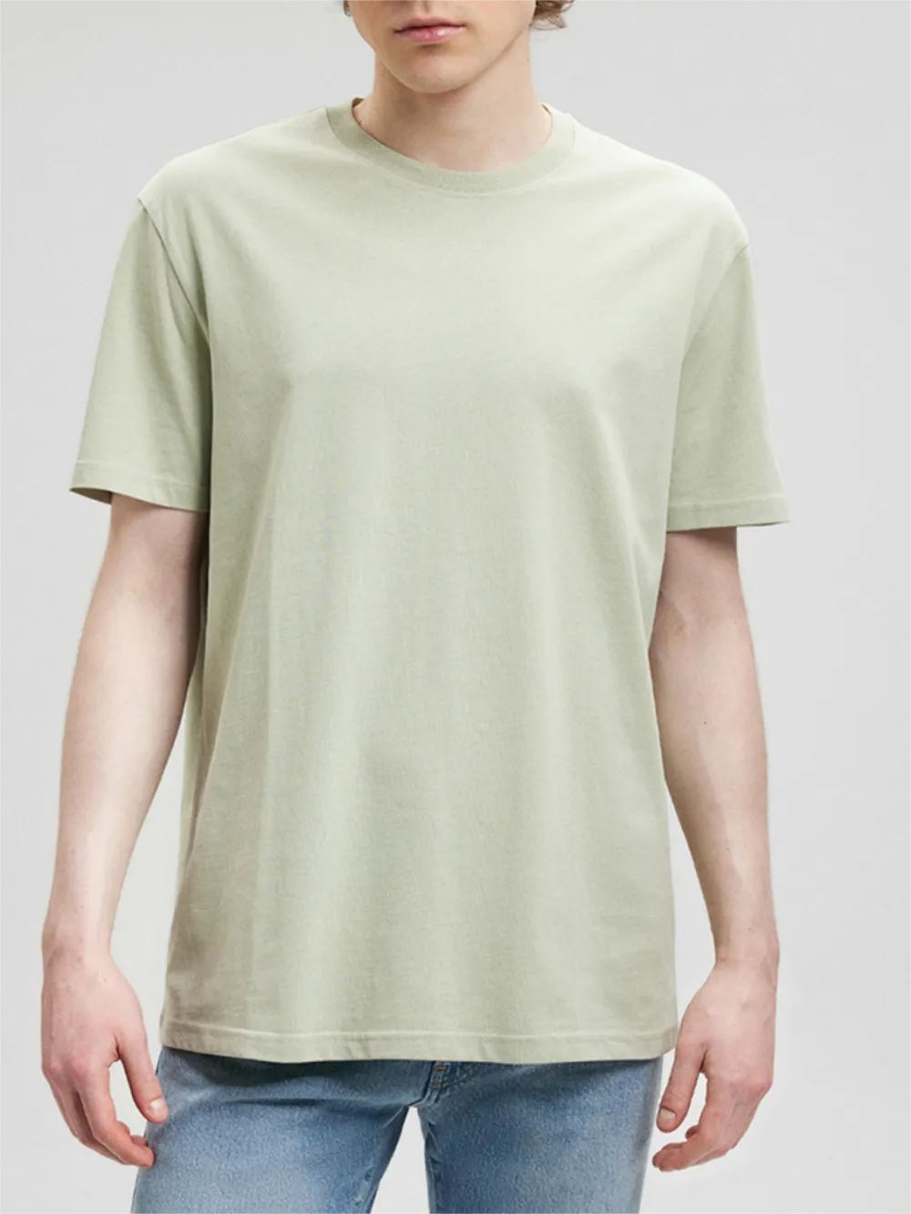 Light Khaki Short - Sleeve Crew Neck Tee