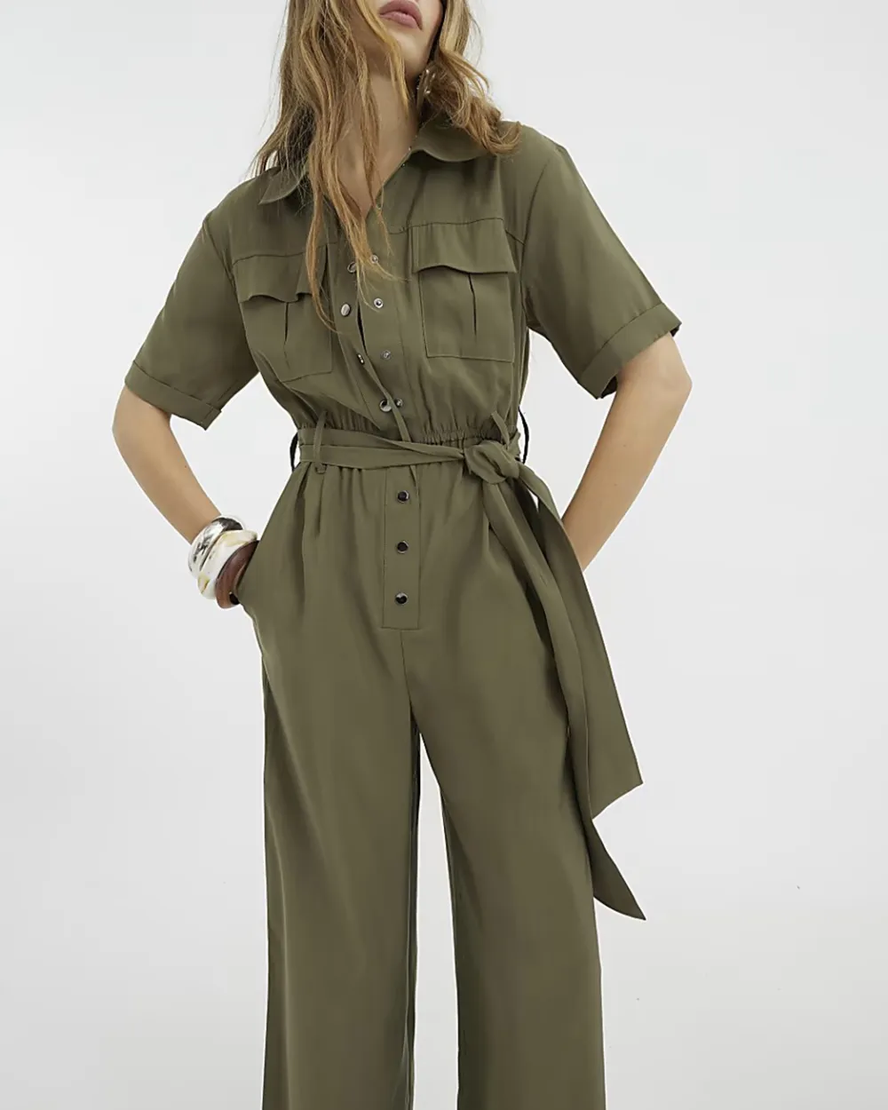 Long Pants Elegant Style Lapel Women's Jumpsuits