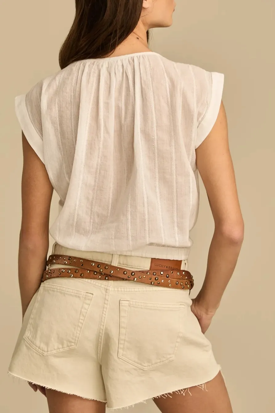 Bright White Sleeveless Buttondown Blouse